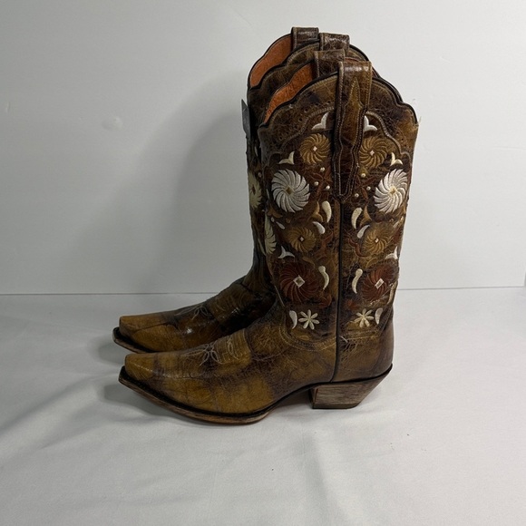 Dan Post Brown Embroidered Ankle Boots - Picture 3 of 6